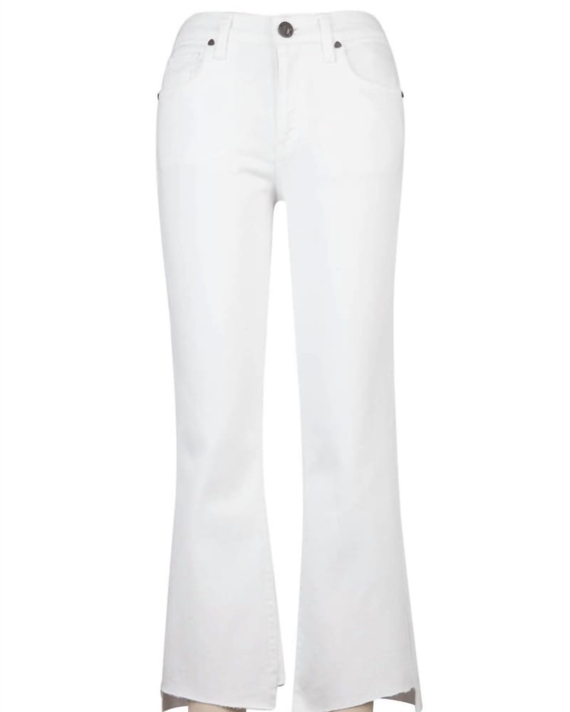 Front of a size 10 Kelsey High Rise Ankle Flare Jeans in Optic White in Optic White by Kut From The Kloth. | dia_product_style_image_id:326551